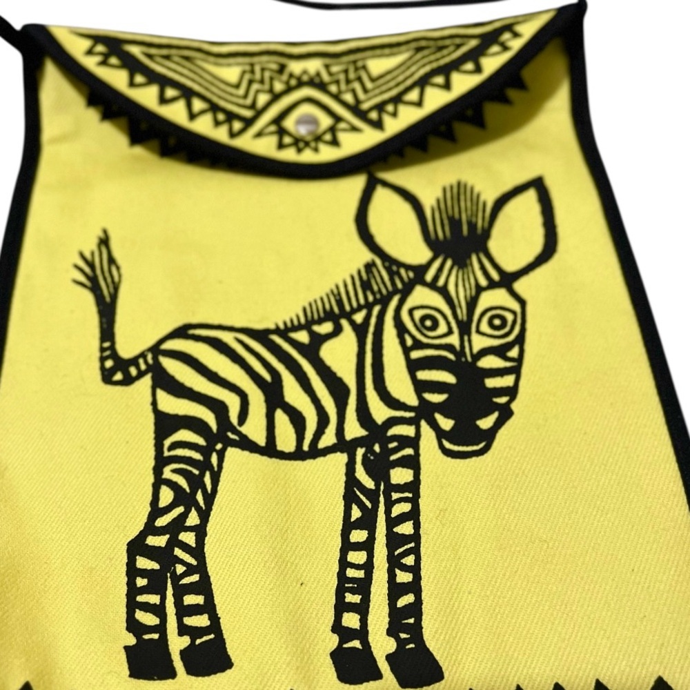 Coq d’Or Yellow Zebra Print Shoulder Bag – African Art Inspired Crossbody - Picture 3 of 8